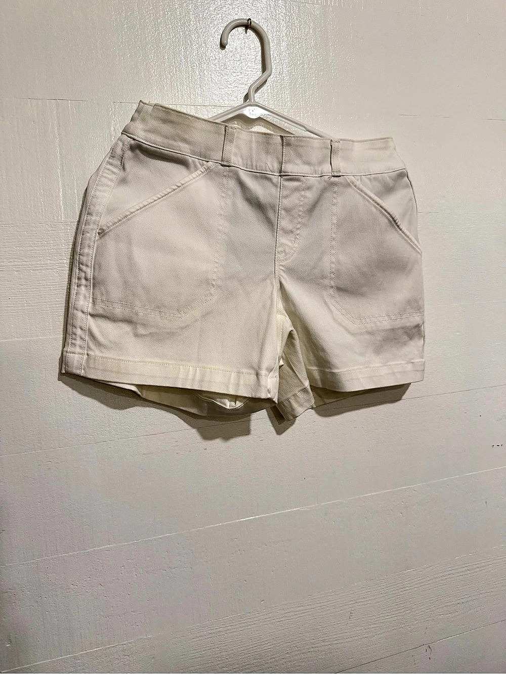 SPANX Stretch Twill Shorts High Waist White Small